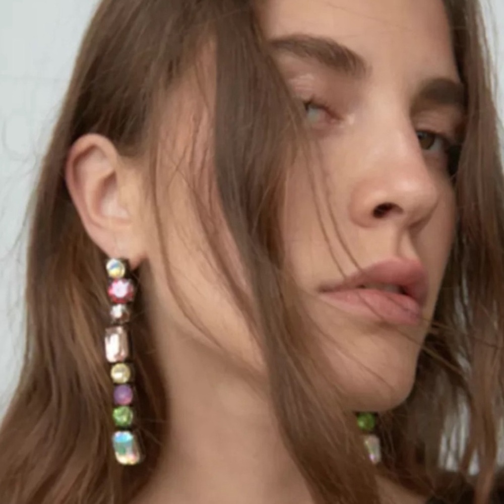 Multicolored Crystal Dangle Earrings - image 1